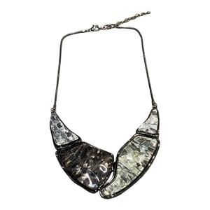 Statement Necklace with Gray and Black Marbled Stones